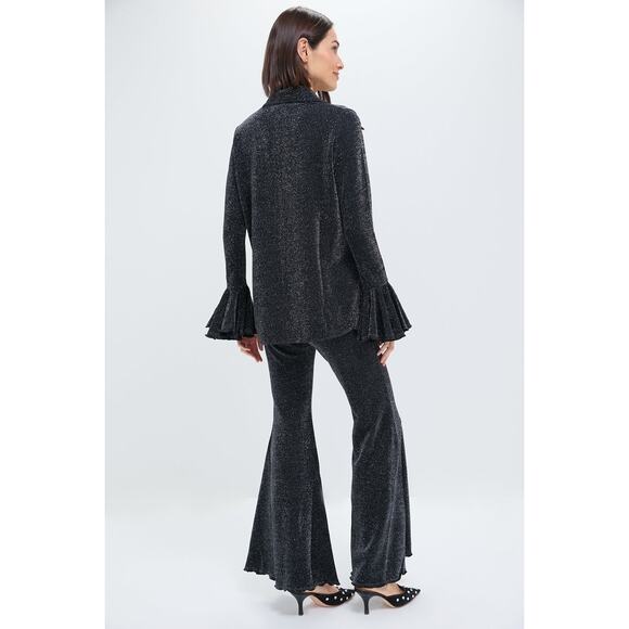 SLEEPER Black Cosmos Lurex Lounge Suit with Pants Size S NWT Retail $320 - Picture 2 of 6